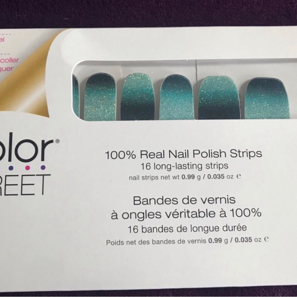 Color Street Teal Glitter Nail Polish Strips